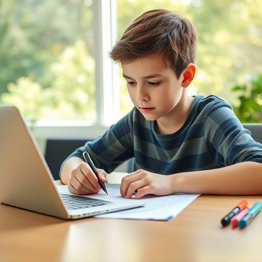 Un √©tudiant remplissant un formulaire de candidature avec un ordinateur portable √† proximit√©